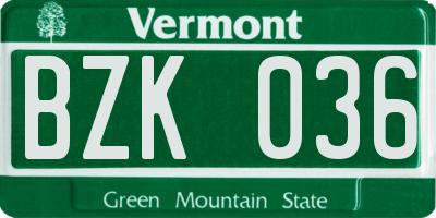 VT license plate BZK036