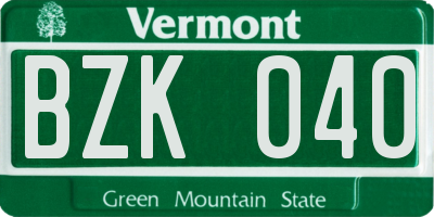 VT license plate BZK040
