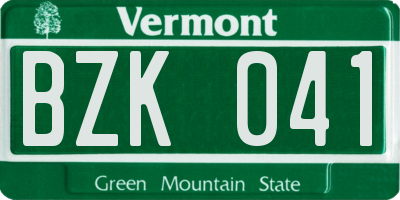 VT license plate BZK041