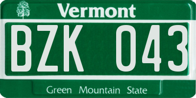 VT license plate BZK043