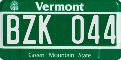 VT license plate BZK044