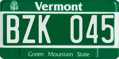 VT license plate BZK045