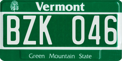 VT license plate BZK046