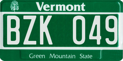 VT license plate BZK049