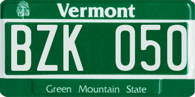 VT license plate BZK050