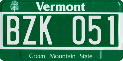 VT license plate BZK051