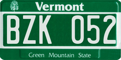 VT license plate BZK052