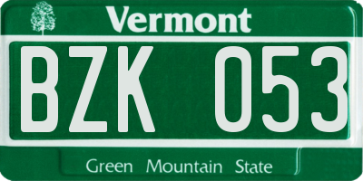 VT license plate BZK053