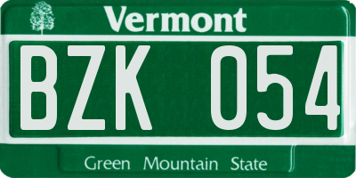 VT license plate BZK054