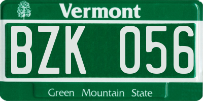 VT license plate BZK056