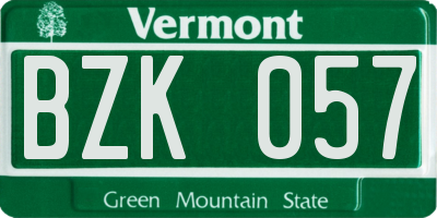 VT license plate BZK057