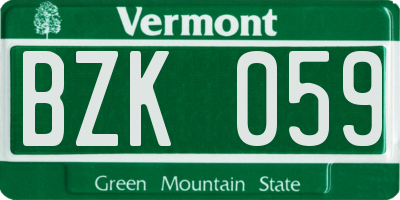 VT license plate BZK059