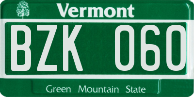 VT license plate BZK060