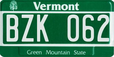 VT license plate BZK062