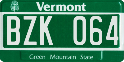VT license plate BZK064