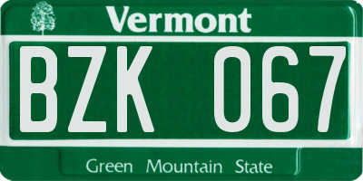 VT license plate BZK067