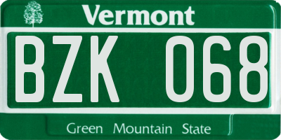 VT license plate BZK068