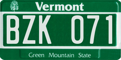 VT license plate BZK071