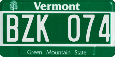 VT license plate BZK074