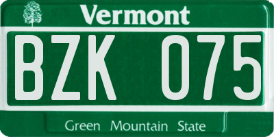 VT license plate BZK075