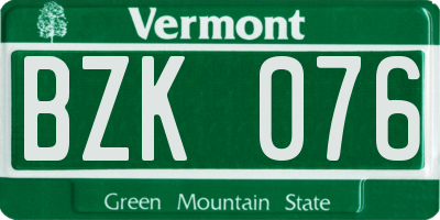 VT license plate BZK076