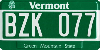 VT license plate BZK077