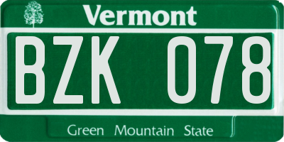 VT license plate BZK078