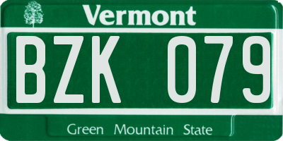 VT license plate BZK079