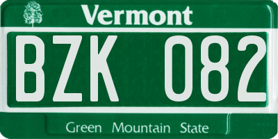 VT license plate BZK082