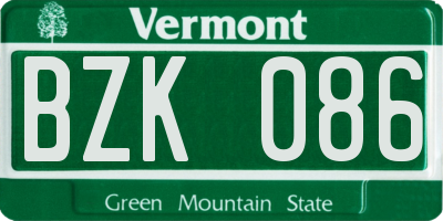 VT license plate BZK086