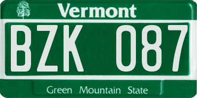 VT license plate BZK087
