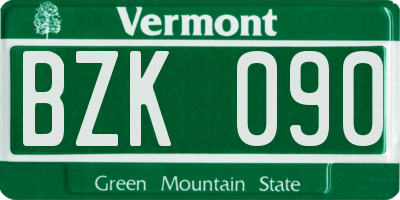 VT license plate BZK090