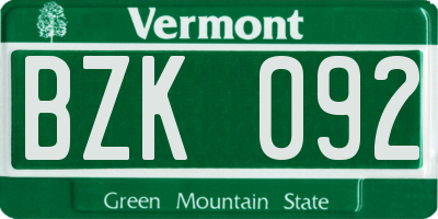 VT license plate BZK092