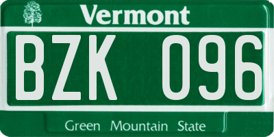 VT license plate BZK096