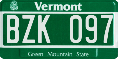 VT license plate BZK097