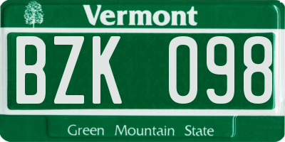 VT license plate BZK098