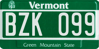 VT license plate BZK099