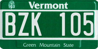 VT license plate BZK105
