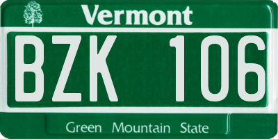 VT license plate BZK106