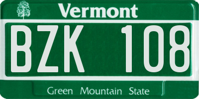 VT license plate BZK108
