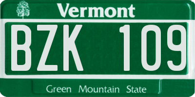 VT license plate BZK109
