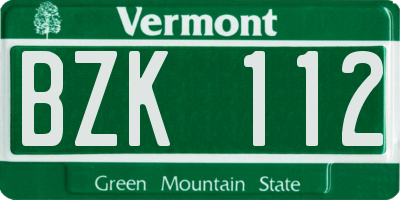 VT license plate BZK112