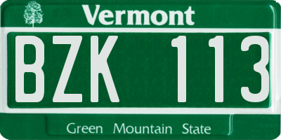 VT license plate BZK113