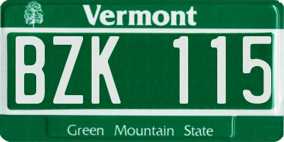VT license plate BZK115