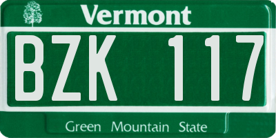 VT license plate BZK117