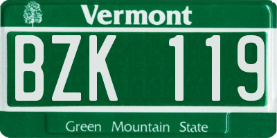 VT license plate BZK119