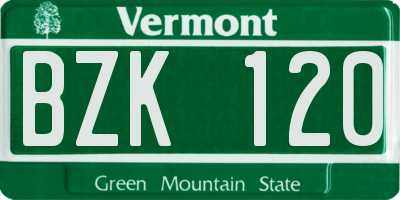 VT license plate BZK120