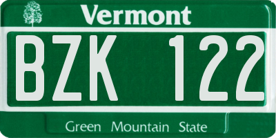 VT license plate BZK122