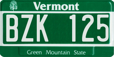 VT license plate BZK125