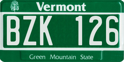 VT license plate BZK126